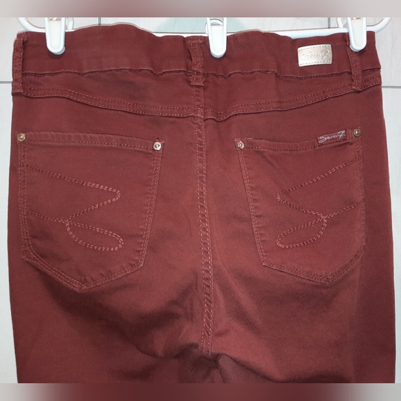 Seven7 High Rise Tummyless Slimming Brick Red Skinny Jeans size 12 EUC - Picture 8 of 11